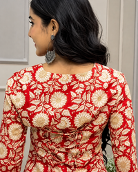 Red Floral Jaal Farshi Set