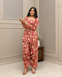 Red Floral Jaal Farshi Set