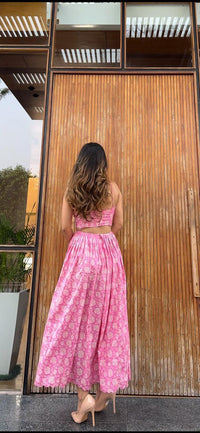 Pink Floral Cut-out Dress