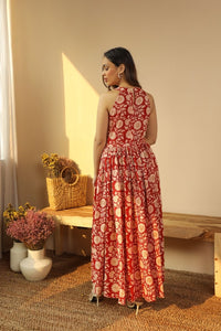 Red Floral Jaal Dress