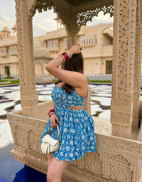 Blue Jaal Cut out Dress