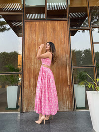 Pink Floral Cut-out Dress